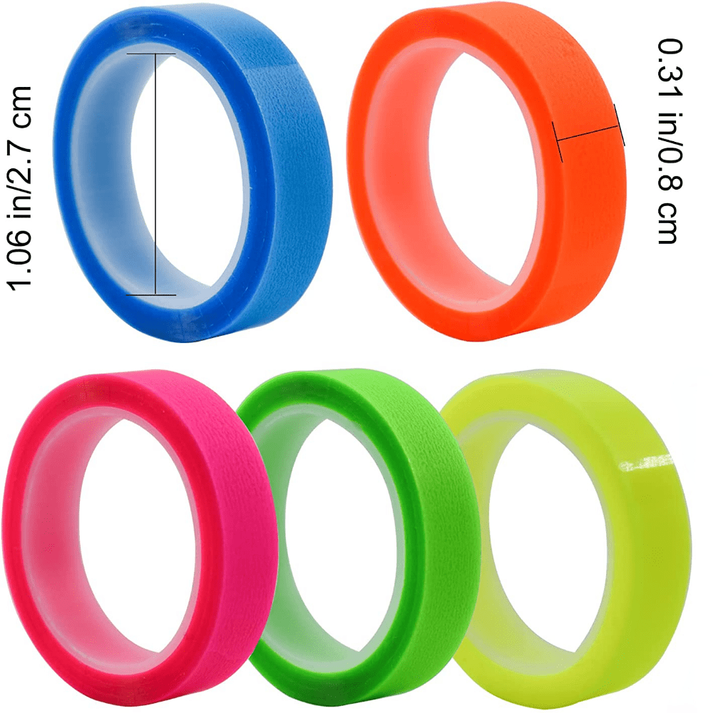 5 Rolls of Vibrant Round Transparent Fluorescent Index Tabs Flags - 5m Sticky Note Stationery for Students, School, and Office Organization - Colorful Gift Idea