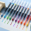 10pcs Multicolor Hardcover Straight Liquid Roller Pen Neutral Pen Quick Drying Large Capacity 0.5 Student Needle Brush Pencil Office Signature Pen
