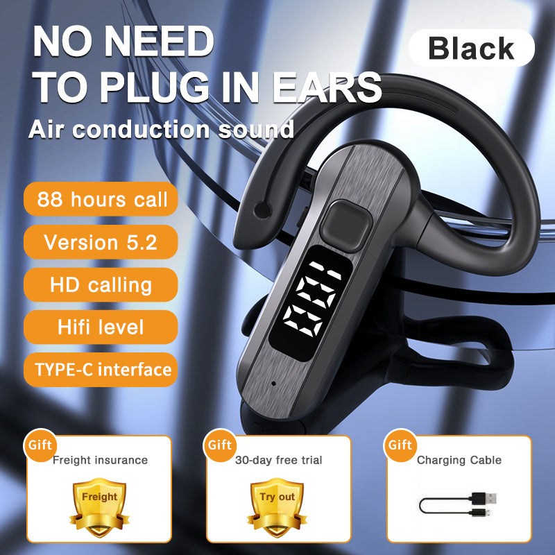 Sport Earphones Air Bone Conduction, Wireless Open Headset Running Headset Noise Reduction With Microphone