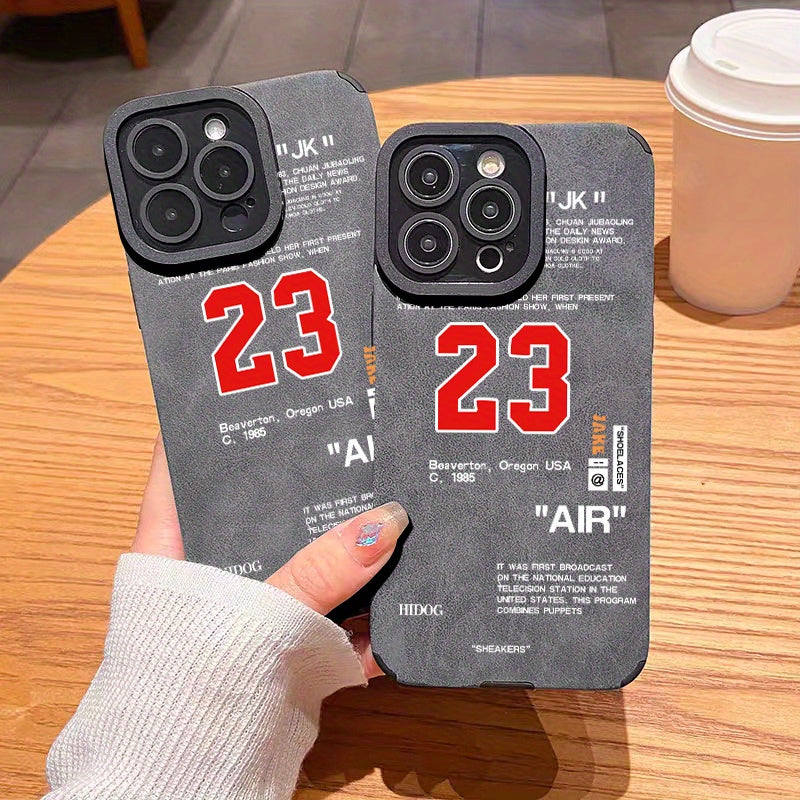 Luxury Shockproof Leather Number 23 Pattern Design Shockproof Slim Protective Case Anti-Fall Sleeve Phone Case Camera Lens All Inclusive Protection Phone Soft Case For IPhone15 Pro Max/Ultra 11/ 12/13/14/X/XR/Xs/Plus/Pro/Pro