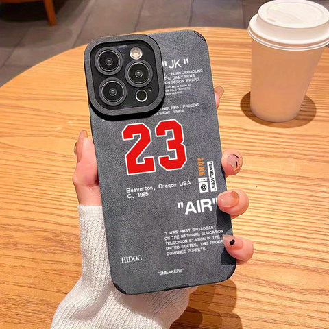 Luxury Shockproof Leather Number 23 Pattern Design Shockproof Slim Protective Case Anti-Fall Sleeve Phone Case Camera Lens All Inclusive Protection Phone Soft Case For IPhone15 Pro Max/Ultra 11/ 12/13/14/X/XR/Xs/Plus/Pro/Pro