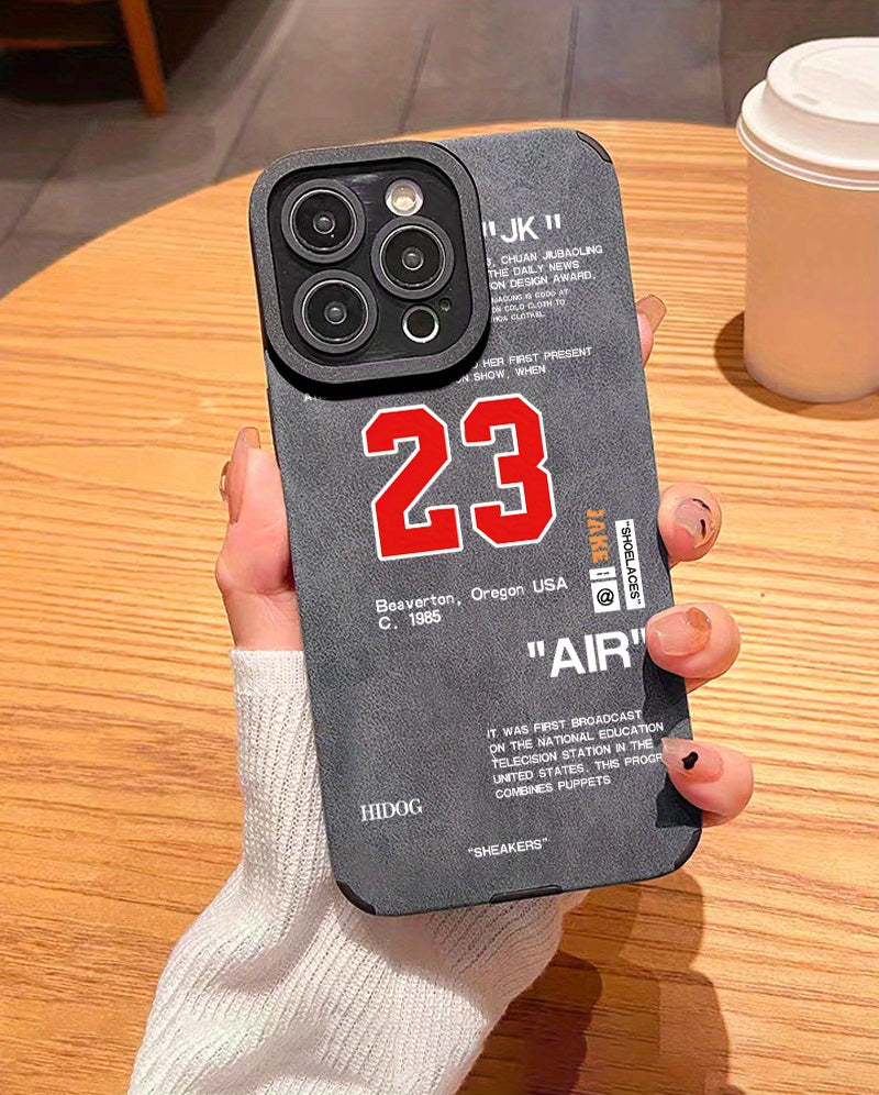 Luxury Shockproof Leather Number 23 Pattern Design Shockproof Slim Protective Case Anti-Fall Sleeve Phone Case Camera Lens All Inclusive Protection Phone Soft Case For IPhone15 Pro Max/Ultra 11/ 12/13/14/X/XR/Xs/Plus/Pro/Pro