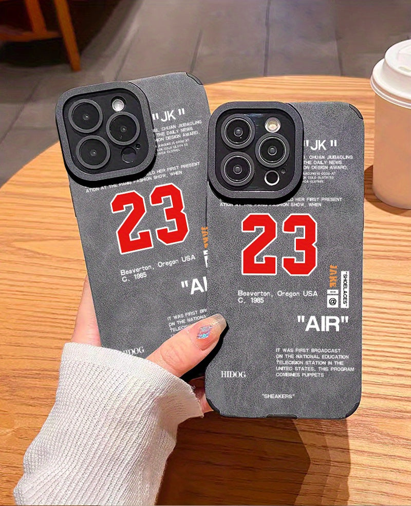 Luxury Shockproof Leather Number 23 Pattern Design Shockproof Slim Protective Case Anti-Fall Sleeve Phone Case Camera Lens All Inclusive Protection Phone Soft Case For IPhone15 Pro Max/Ultra 11/ 12/13/14/X/XR/Xs/Plus/Pro/Pro