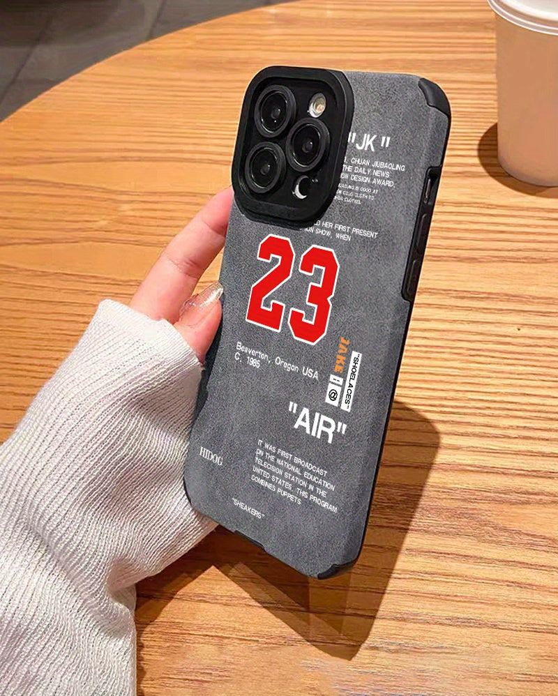 Luxury Shockproof Leather Number 23 Pattern Design Shockproof Slim Protective Case Anti-Fall Sleeve Phone Case Camera Lens All Inclusive Protection Phone Soft Case For IPhone15 Pro Max/Ultra 11/ 12/13/14/X/XR/Xs/Plus/Pro/Pro