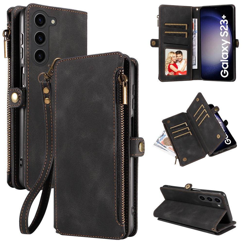 For Samsung Galaxy S23 Ultra, S22, S21, S20, S23 Plus, S23 FE Phone Case, RFID Blocking Wallet Case For Women Men With 9 Credit Card Holder Zipper PU Leather Protective Phone Cover