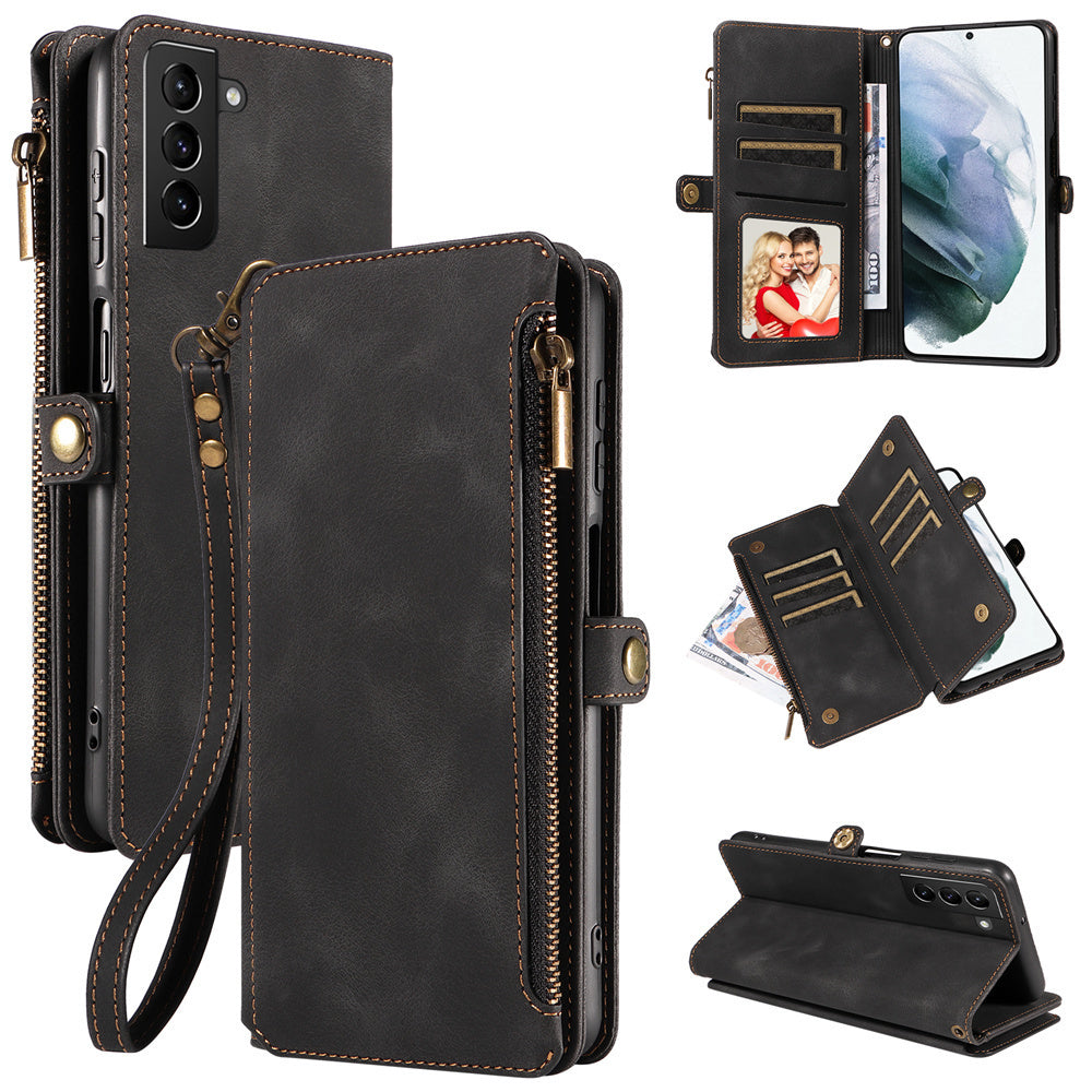 For Samsung Galaxy S23 Ultra, S22, S21, S20, S23 Plus, S23 FE Phone Case, RFID Blocking Wallet Case For Women Men With 9 Credit Card Holder Zipper PU Leather Protective Phone Cover