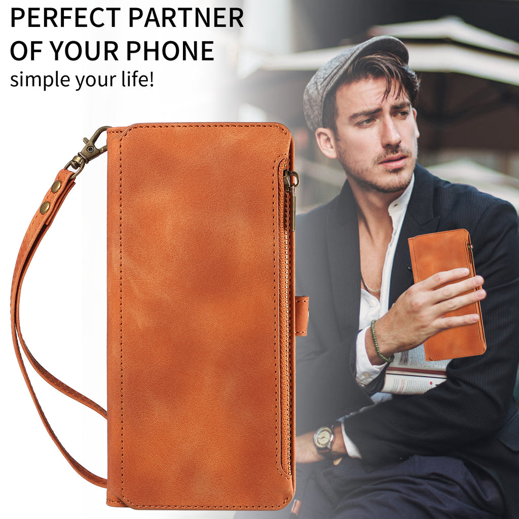 For Samsung Galaxy S23 Ultra, S22, S21, S20, S23 Plus, S23 FE Phone Case, RFID Blocking Wallet Case For Women Men With 9 Credit Card Holder Zipper PU Leather Protective Phone Cover