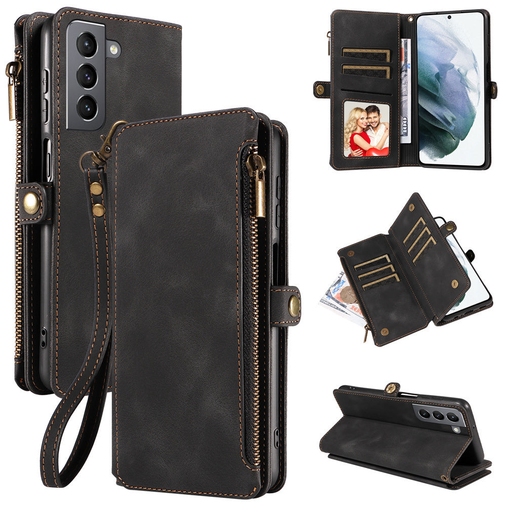For Samsung Galaxy S23 Ultra, S22, S21, S20, S23 Plus, S23 FE Phone Case, RFID Blocking Wallet Case For Women Men With 9 Credit Card Holder Zipper PU Leather Protective Phone Cover