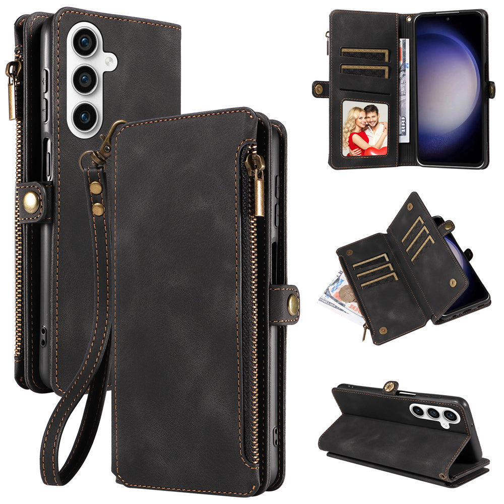 For Samsung Galaxy S23 Ultra, S22, S21, S20, S23 Plus, S23 FE Phone Case, RFID Blocking Wallet Case For Women Men With 9 Credit Card Holder Zipper PU Leather Protective Phone Cover