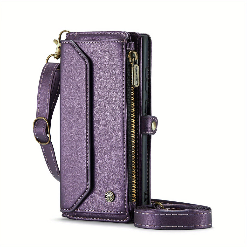 Crossbody for Samsung Galaxy S23 S22 S21 Ultra S10 Plus A12 A13 A14 A22 A23 A24 A30S A50S A32 A33 A34 A51 A52 A53 A54 A71 A72 Case Wallet RFID Protection with 10-Card Holder Zipper Bills Slot, PU Leather Magnetic Flip Shoulde