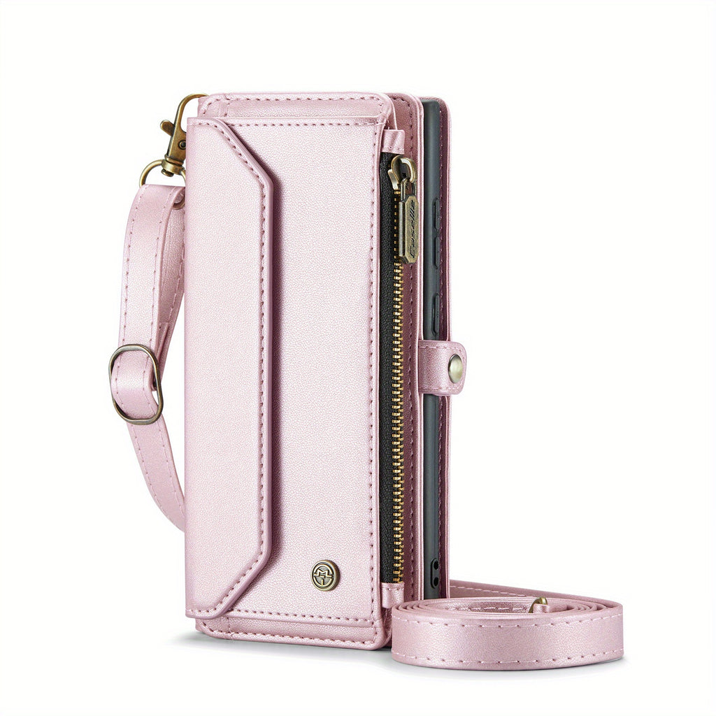 Crossbody for Samsung Galaxy S23 S22 S21 Ultra S10 Plus A12 A13 A14 A22 A23 A24 A30S A50S A32 A33 A34 A51 A52 A53 A54 A71 A72 Case Wallet RFID Protection with 10-Card Holder Zipper Bills Slot, PU Leather Magnetic Flip Shoulde