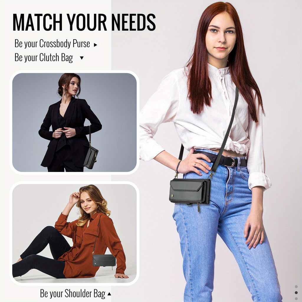 Crossbody for Samsung Galaxy S23 S22 S21 Ultra S10 Plus A12 A13 A14 A22 A23 A24 A30S A50S A32 A33 A34 A51 A52 A53 A54 A71 A72 Case Wallet RFID Protection with 10-Card Holder Zipper Bills Slot, PU Leather Magnetic Flip Shoulde