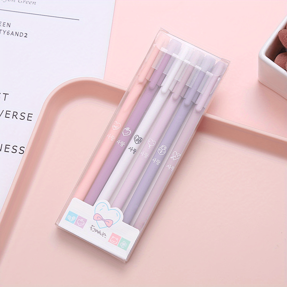 6pcs Morandi Gel Pen Set - Cute Kawaii Design for Office & School - Smooth Black Ink, Durable & Stylish Stationery Supplies
