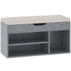 DodiOnline Shoes Cabinet Bench Hidden Storage Padded Seat Organiser Footwear Rack Hallway Grey Wood Grain