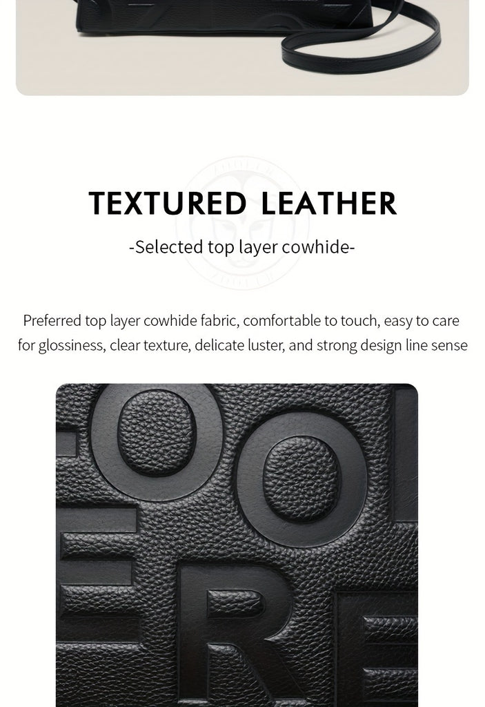 ZOOLER Genuine Leather Handbag, Women's Luxury Crossbody Bag, Letter Embossed Satchel Purse