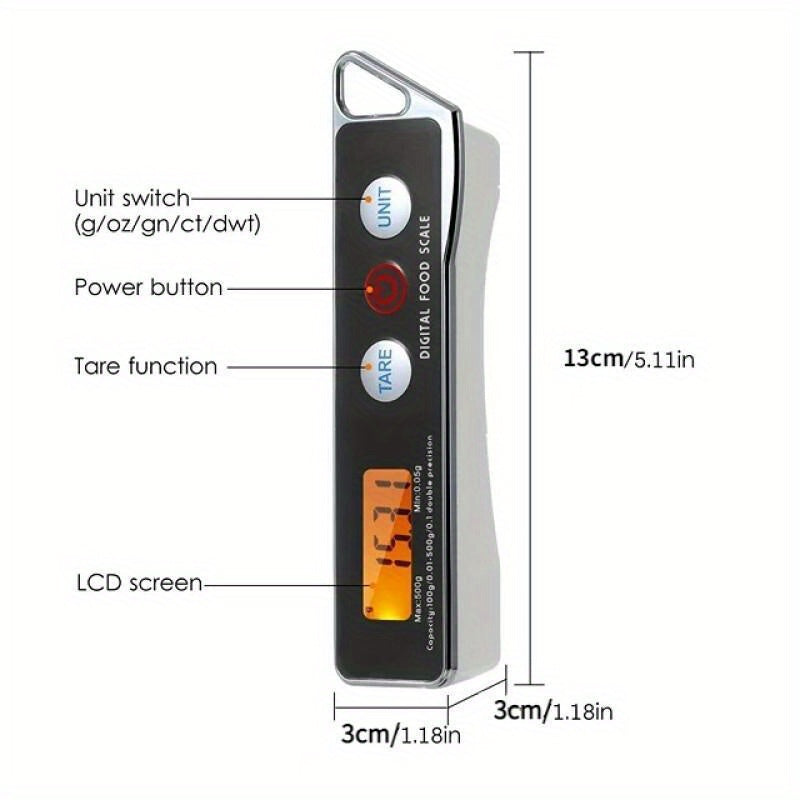 1pc, Digital Spoon Food Scale, Spoon Scale, Electronic Scale, Household Portable Practical High Precision Spoon Scale, Kitchen Measuring Spoon, Electronic Spoon Scale, Kitchen Stuff (Measuring Range:3.53oz/0.0-1.1LB/0.1g)