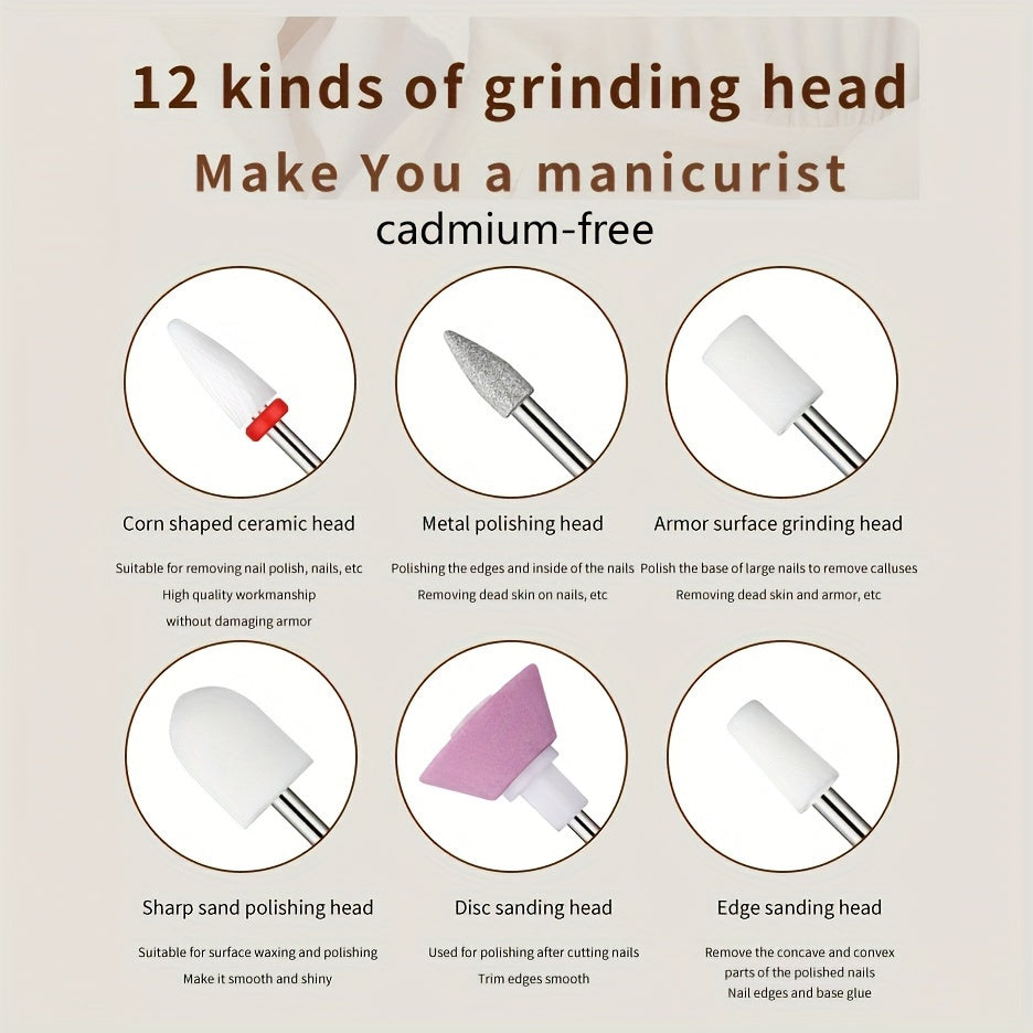 Professional Electric Manicure & Pedicure Nail File Set, Complete Portable Nail Drill, Electronic Nail File And Full Manicure And Pedicure Tool