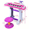 LIFEZEAL 37 Key Electronic Keyboard Kids Toy Piano MP3 Input w/ Microphone and Stool Pink