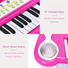 LIFEZEAL 37 Key Electronic Keyboard Kids Toy Piano MP3 Input w/ Microphone and Stool Pink