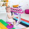 LIFEZEAL 37 Key Electronic Keyboard Kids Toy Piano MP3 Input w/ Microphone and Stool Pink
