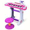 LIFEZEAL 37 Key Electronic Keyboard Kids Toy Piano MP3 Input w/ Microphone and Stool Pink