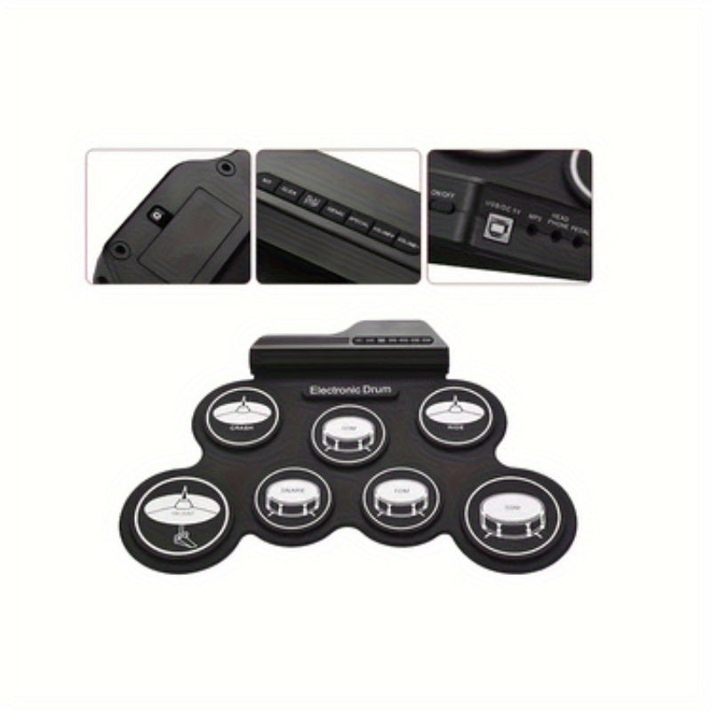 Portable Silicone Hand-rolled Drum Rack For Electronic Drums Jazz Drums USB Electronic Drums Eid Al-Adha Mubarak