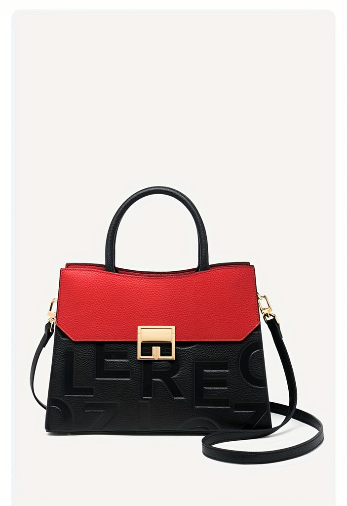 ZOOLER Genuine Leather Handbag, Women's Luxury Crossbody Bag, Letter Embossed Satchel Purse