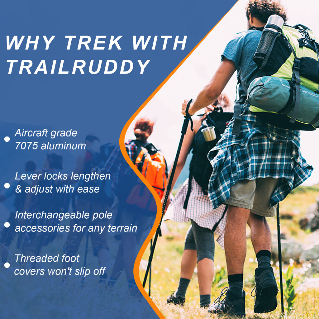 2pcs Durable Telescopic Multifunctional Aluminum Trekking Pole - Perfect for Mountaineering, Hiking, Camping, Fishing & Outdoor Activities!