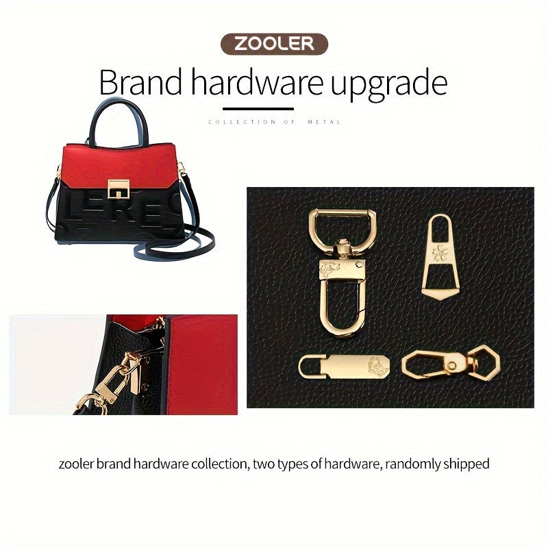 ZOOLER Genuine Leather Handbag, Women's Luxury Crossbody Bag, Letter Embossed Satchel Purse