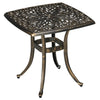 DodiOnline Outdoor Patio Side Table with 38mm Dia. Umbrella Hole, Cast Aluminium Patio coffee Table, 54 x 54cm, Bronze Tone