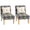 DodiOnline Modern Dining Chairs Set of 2, Accent Chair with Patterned Upholstery, Throw Pillows and Rubber Wood Legs, for Kitchen Living Room, Grey