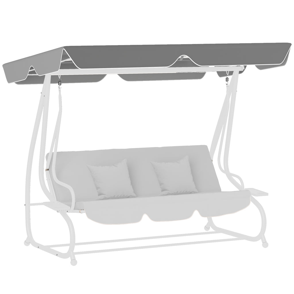 DodiOnline Garden Swing Canopy Replacement 3 Seater, Waterproof Garden Swing Seat Canopy Cover, Windproof Anti-UV Sun Shade (Canopy Only) for Patio, Balcony, Dark Grey