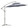 DodiOnline 2.7m Garden Banana Parasol Cantilever Umbrella with Crank Handle, Double Tier Canopy and Cross Base for Outdoor, Hanging Sun Shade, Dark Grey