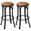 DodiOnline Bar Stools, Set of 2, Microfiber Cloth Breakfast Bar Chairs with Footrest, Vintage Kitchen Stools with Powder-coated Steel Legs for Dining Area and Home Bar, Brown