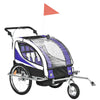 DodiOnline Child Bike Trailer Baby Bicycle Trailer 360° Rotatable for 2 Kids with Steel Frame LED Hitch Coupler Purple