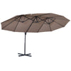 DodiOnline Double Canopy Offset Parasol Umbrella Garden Shade with 12 Support Ribs Crank Handle Easy Lift Twin Canopy Brown