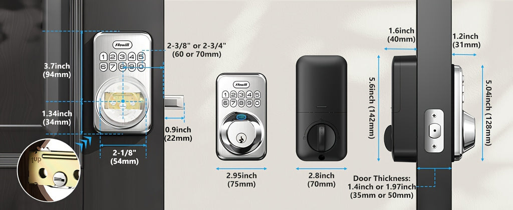 Keyless Entry Door Lock with 2 Lever Handles - Electronic Keypad Deadbolt, Auto-Locking, Anti-Peeping Password, Digital Smart Code, Brushed Aluminum, Battery-Powered (AA Batteries Included), US Standard, Smart Door Lock