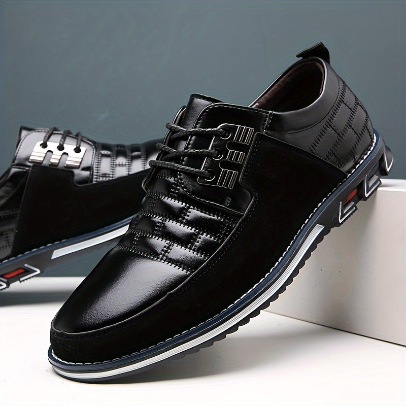 Men's Casual Synthetic Leather Shoes, Formal Dress Anti-skid Lace-up Shoes For Business Office, Spring And Autumn