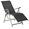 DodiOnline Outdoor Sun Lounger 10-Position Adjustable Texteline Folding Reclining Chairs with Footrest for Patio Garden, Black