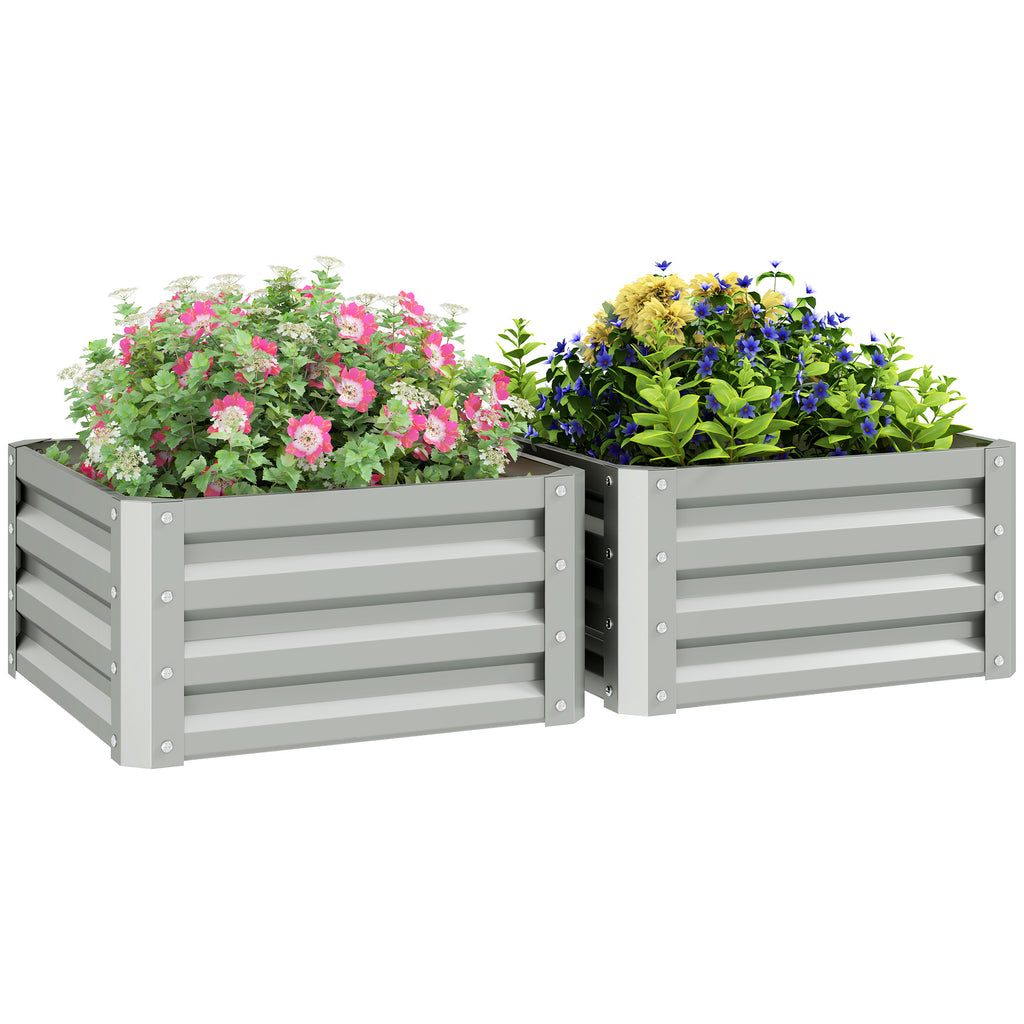 DodiOnline Set of Two 60 x 60cm Steel Planter Boxes - Light Grey