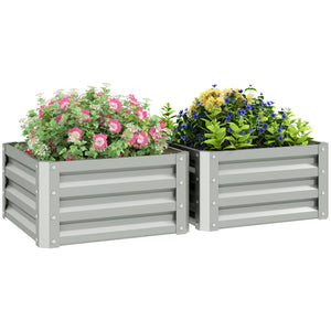 DodiOnline Set of Two 60 x 60cm Steel Planter Boxes - Light Grey