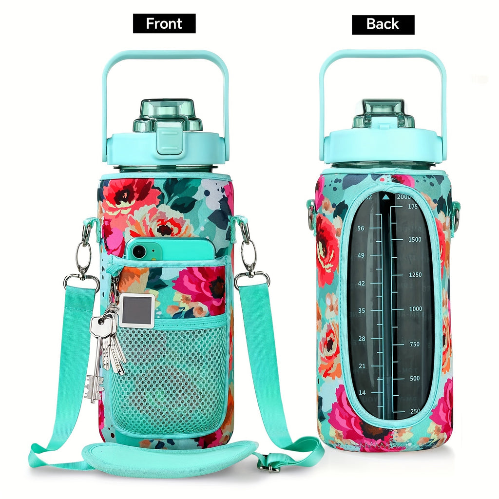 1pc Leakproof Insulated Water Bottle with Straw & Chug Lid - Durable with Storage Sleeve, Easy Carry Handle for All-Day Hydration - Perfect for Sports, Gym & Outdoor Activities