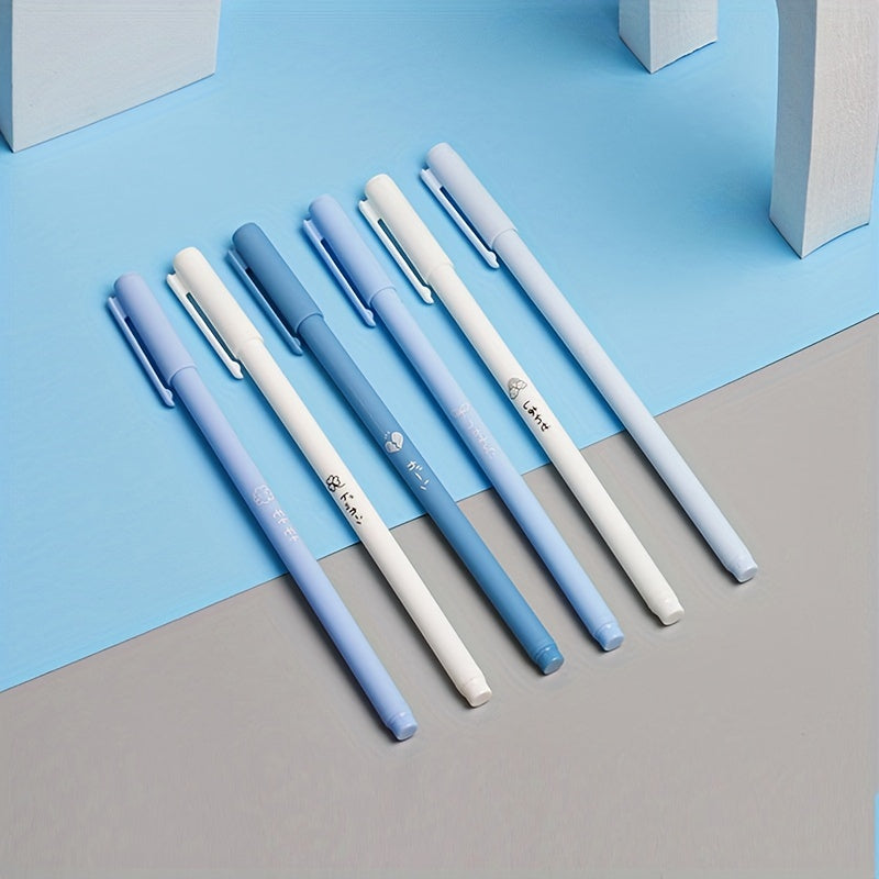 6pcs Morandi Gel Pen Set - Cute Kawaii Design for Office & School - Smooth Black Ink, Durable & Stylish Stationery Supplies