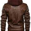 Men's Casual Hooded PU Leather Jacket, Chic Multi Pocket Biker Soft-shell Jacket