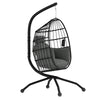 DodiOnline Hanging Egg Chair Outdoor Indoor Garden Swing Chair with Folding Basket and Thickened Cushion, Garden Hanging Chair with Stand, Headrest, Cup Holder for Patio, Balcony, Dark Grey