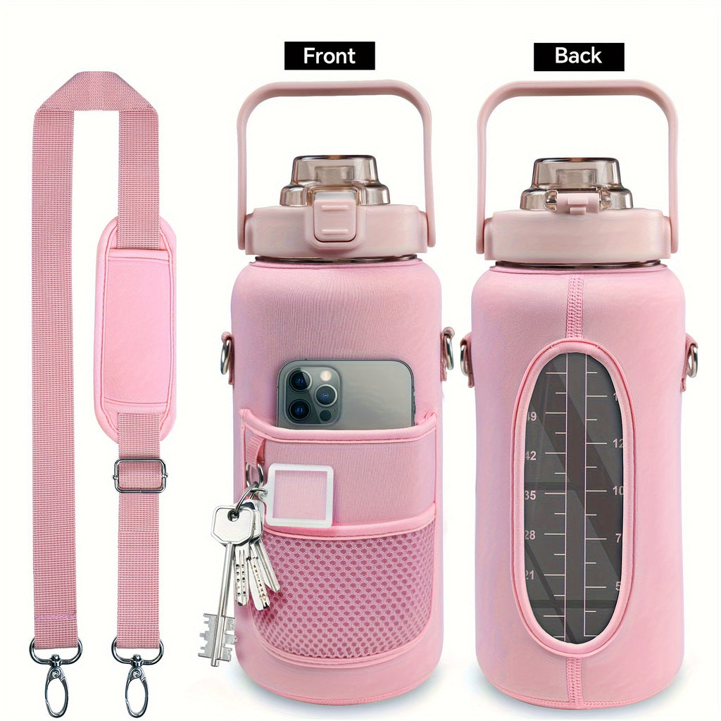 1pc Leakproof Insulated Water Bottle with Straw & Chug Lid - Durable with Storage Sleeve, Easy Carry Handle for All-Day Hydration - Perfect for Sports, Gym & Outdoor Activities