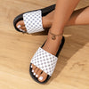 Soft Plaid Slides - Lightweight, Breathable, Comfortable Slip-On Shoes with Soft Fabric Inner, PU Faux Leather Upper, and Anti-Slip PVC Sole for Summer Beach Casual Wear
