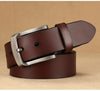 Men Cowhide Genuine Leather Prong Buckle Belt For Men