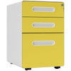 Vinsetto 3 Drawer Filing Cabinet, Steel Lockable File Cabinet with Lock and Wheels, for A4, Letter, Legal Sized Files, Yellow