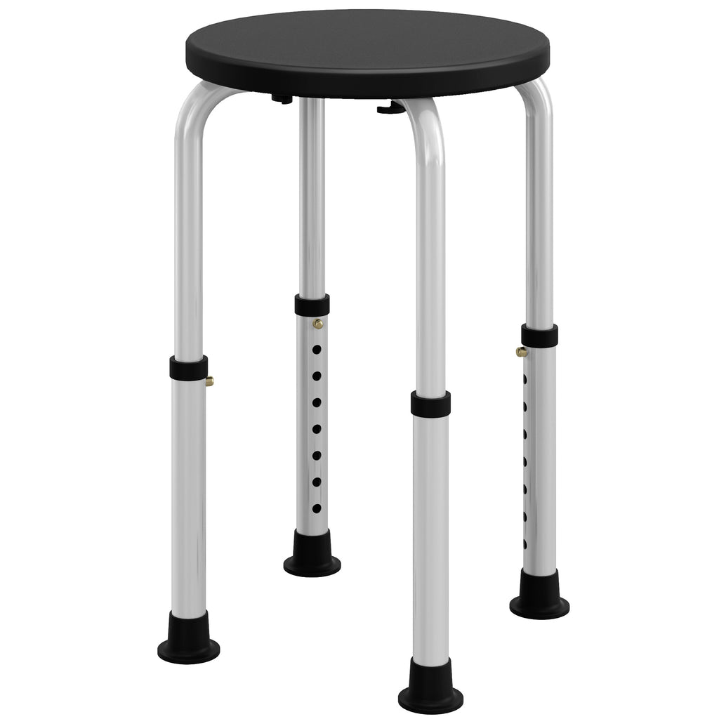 DodiOnline Shower Chair, Height Adjustable Aluminium Shower Stool with Non-Slip Feet for Disabled, Elderly, Black